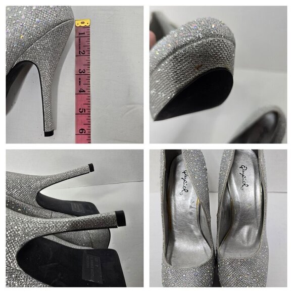 Iridescent Silver Glitter Sparkly Eras Kesha Stiletto Platform Pump size 7 - Picture 4 of 14